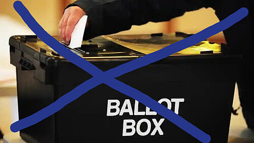 Ballot box with overlaid cross